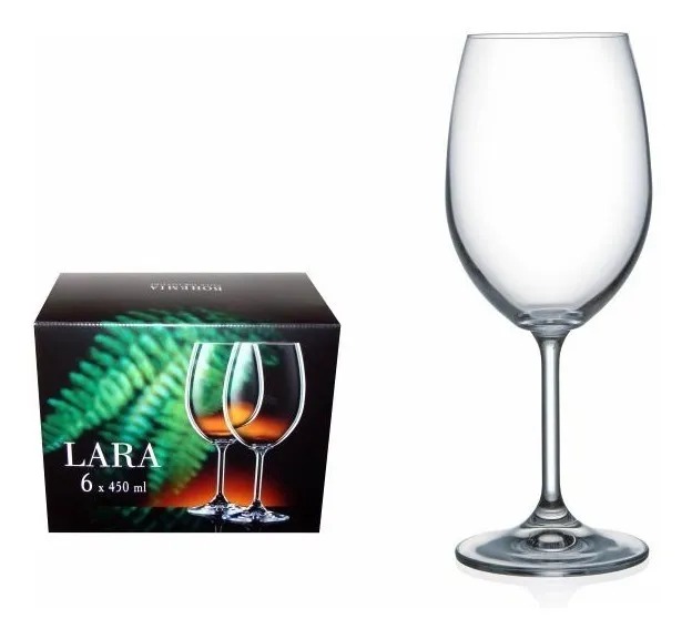 Caja De Copas x 6 Vino Lara Cristal Bohemia 350 ml