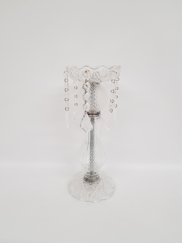 Set Candelabro c/caireles diamante  transp.  30CM y 14cm