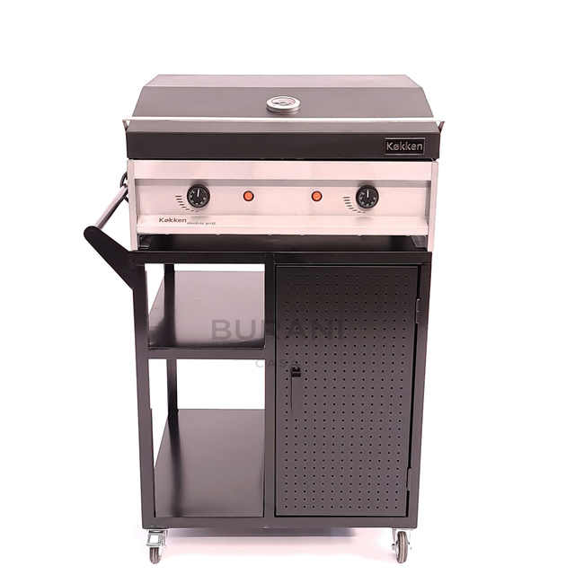 Parrilla Electric Grill Tapa Negra c/ Carro 67x60cm