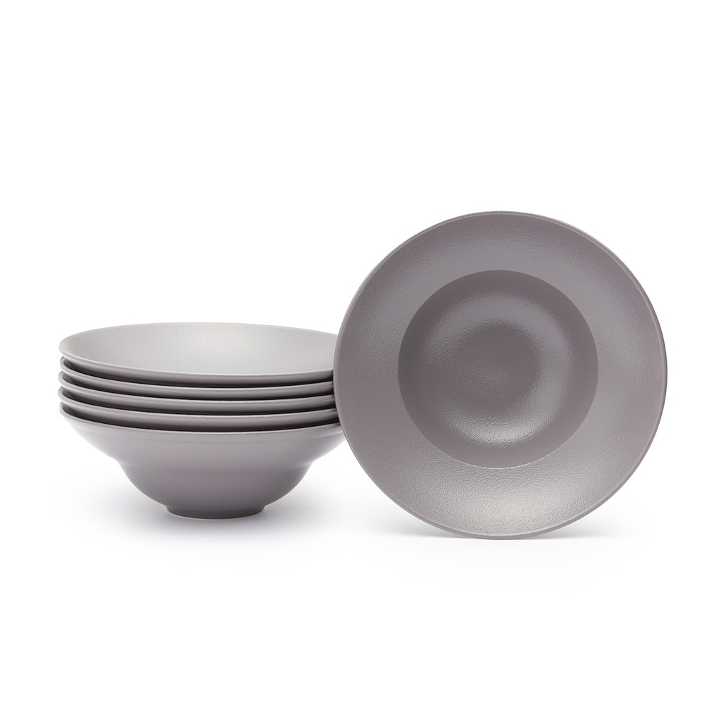 Plato Hondo Gourmet 23 cm Gris Fusión - Rack Porcelain - Set x (6und)