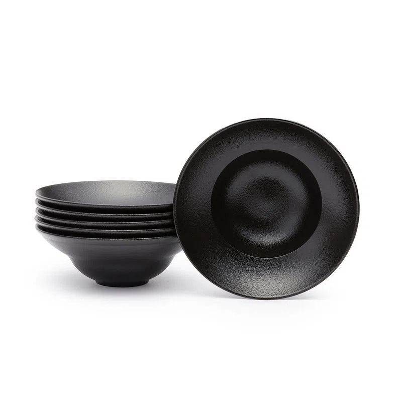 Plato Hondo Gourmet 23 cm Negro Fusión - Set x (6und)