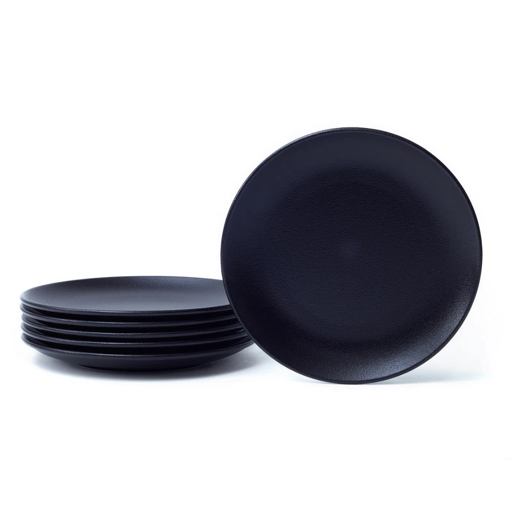 Plato Postre 21 cm Negro Fusión Rack Porcelain - Set x (6und)