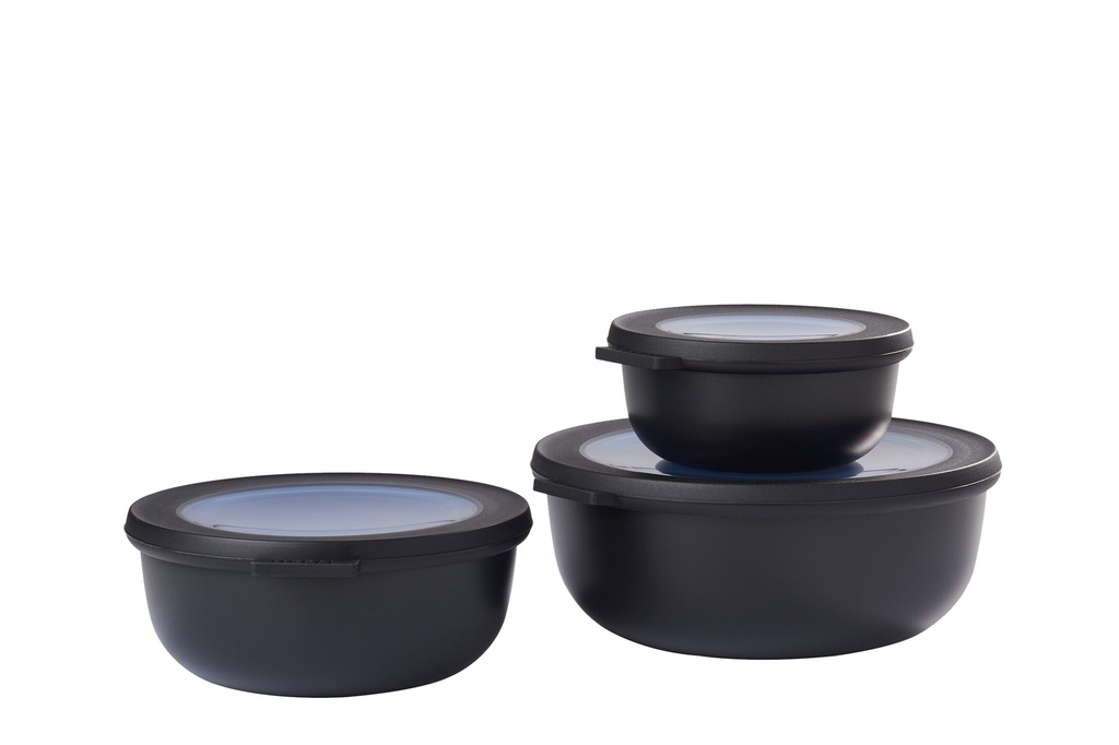 Set Bowls Cirqula Redondos Bajo x (3pzas) Black - Mepal