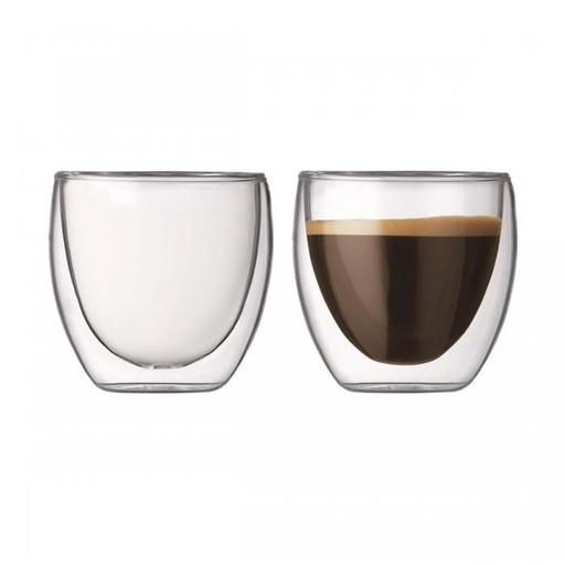 [NB0009] Vaso Doble pared Vidrio Café 75ml - Set x (2und)