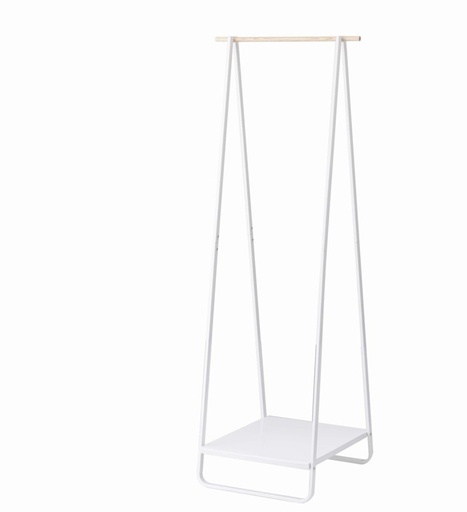 [2297] Perchero de Pie c/Estante 52x47x140h - Metal Blanco/Madera